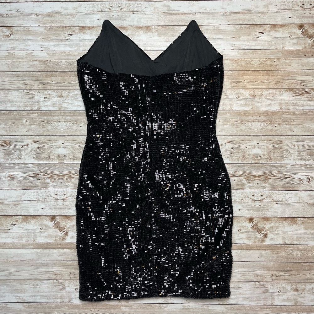 Michael Costello x Revolve Taylor Mini Dress in Black Sequin Size Small - Picture 6 of 7